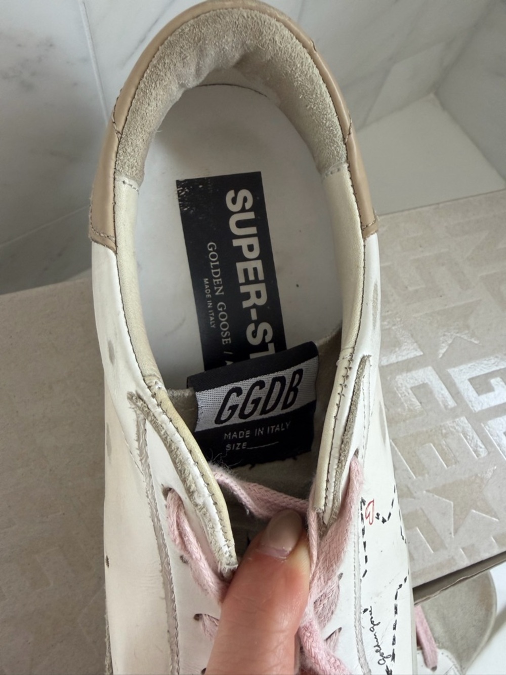 Golden Goose Leather Sneakers with Pink Laces - Picture 10 of 12